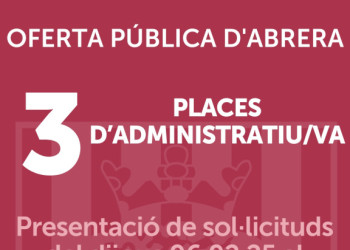 Obrim el procés de selecció per a la cobertura de 3 places d'Administratiu/va mitjançant concurs-oposició lliure