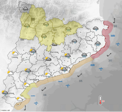 Mapa del temps a Catalunya. 30/10/2018