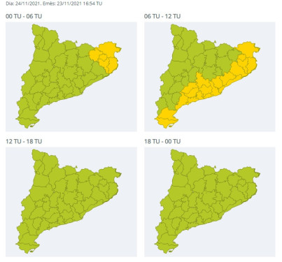 Avís intensitat pluja 24-11-21