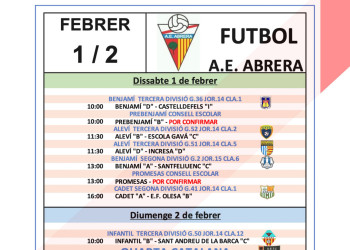 Calendari partits a casa AE Abrera 01-02 febrer 2020