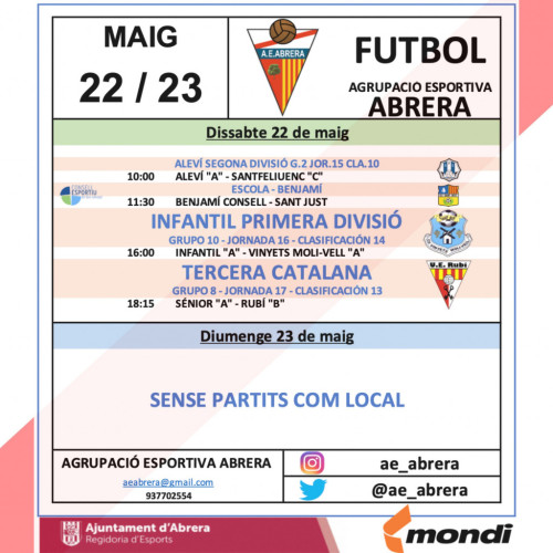 Calendari partits AE Abrera a casa cap de setmana 22 i 23 maig 2021..jpg