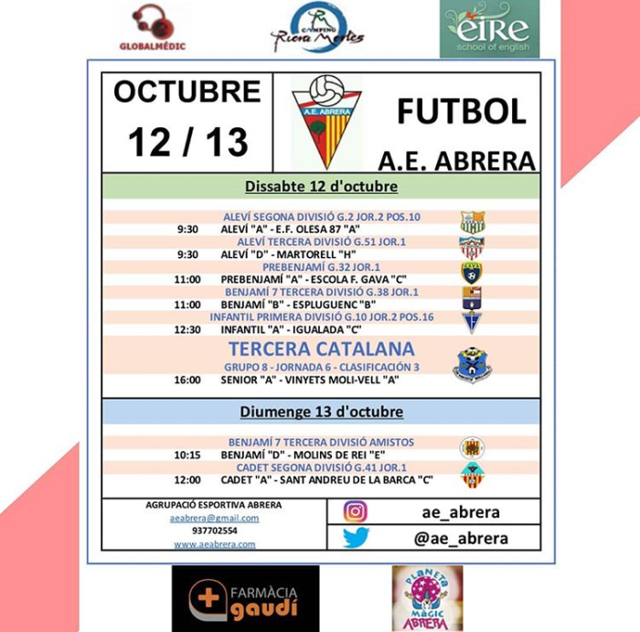 Calendari partits cap de setmana 12-13 octubre AE Abrera.png