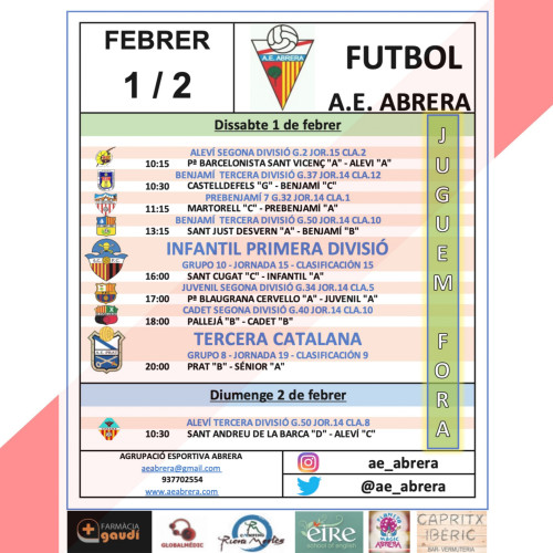 Calendari partits fora AE Abrera 01-02 febrer 2020.jpg