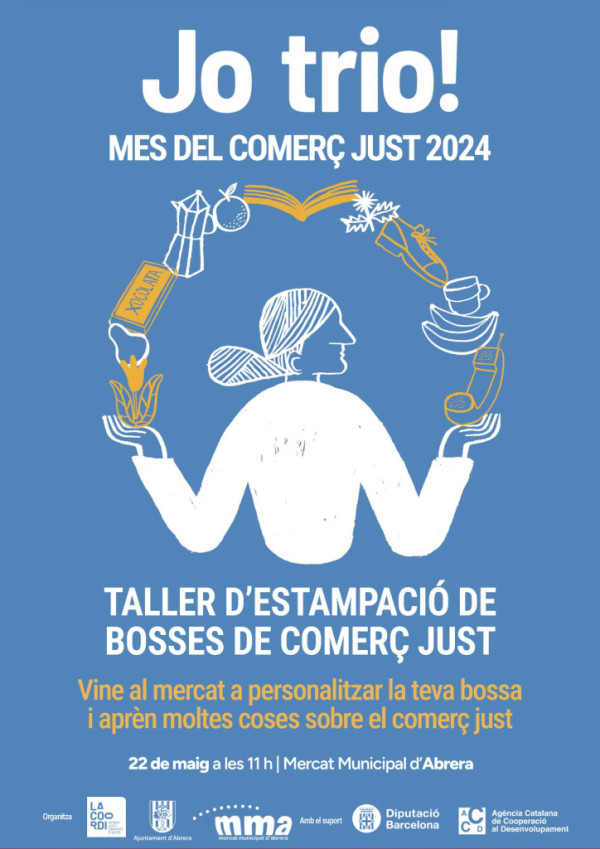 A Abrera celebrem el mes del comerç just amb un taller d'estampació de bosses, que tindrà lloc al Mercat Municipal el el dimecres 22 de maig