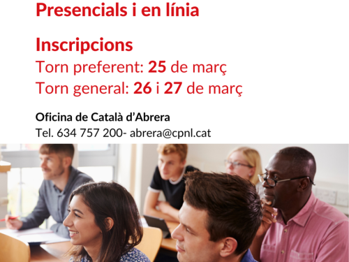 A Abrera apostem per la formació dels nostres veïns i veïnes! S’inicien les inscripcions per als cursos de català del tercer trimestre de l’Oficina de Català d’Abrera