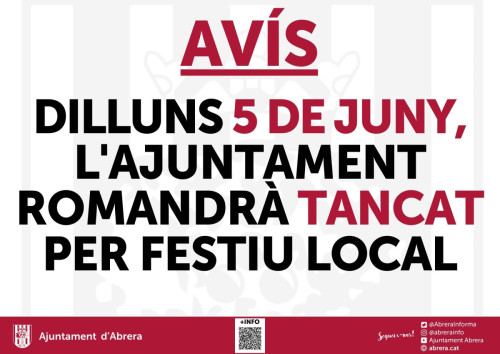 Dilluns 5 de juny, festiu local