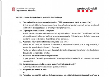 Preguntes sobre les restriccions d'activitats per la contenció i prevenció del coronavirus 20.03.20 - 21 h