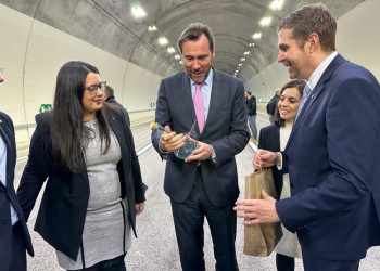 El Ministre de Transport i Mobilitat Sostenible, Óscar Puente, inaugura el tram de la B-40 entre Abrera i Viladecavalls, acompanyat per autoritats com el nostre alcalde, Jesús Naharro