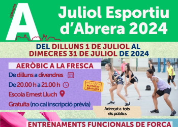 A Abrera, aquest estiu ens movem i fem esport! Vine a gaudir de les diferents propostes esportives en el marc del Juliol Esportiu d'Abrera 2024!