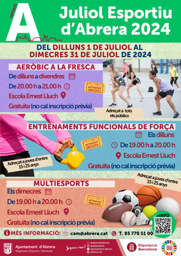 A Abrera, aquest estiu ens movem i fem esport! Vine a gaudir de les diferents propostes esportives en el marc del Juliol Esportiu d'Abrera 2024!