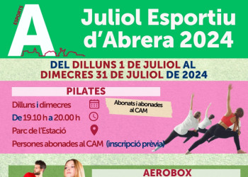 A Abrera, aquest estiu ens movem i fem esport! Vine a gaudir de les diferents propostes esportives en el marc del Juliol Esportiu d'Abrera 2024!