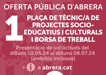 Obrim un procés de selecció d'un/a tècnic/a de projectes socio-educatius i culturals amb caràcter temporal i la creació d'una borsa de treball