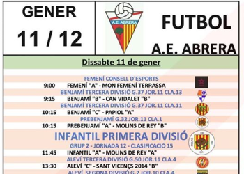 Partits a casa Agrupació Esportiva Abrera 11 i 12 de gener 2020