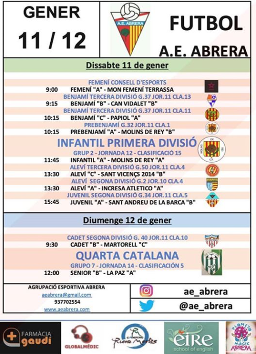 Partits a casa Agrupació Esportiva Abrera 11 i 12 de gener 2020.png