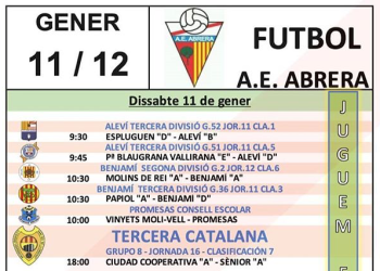 Partits fora Agrupació Esportiva Abrera 11 i 12 de gener 2020