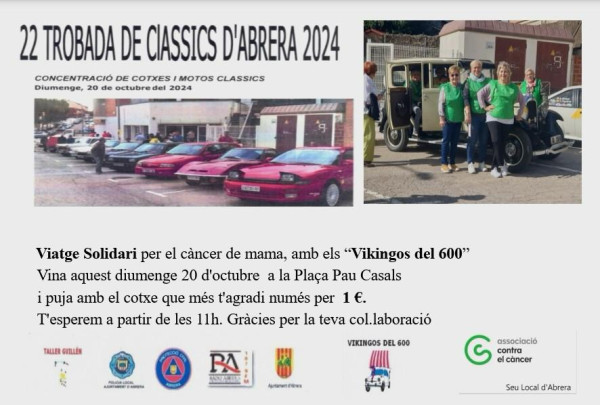 Activitat solidària a Abrera amb la junta local d'Abrera de l'Associació Espanyola Contra el Càncer i l'Associació Vikingos del 600 del Baix Llobregat