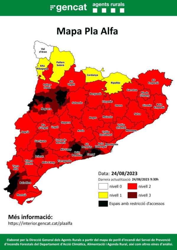 Mapa del pla alfa per calor intensa - dijous 24.08.23