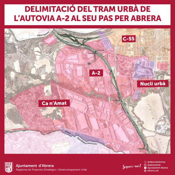 Plànol delimitació del tram urbà de l'autovia A-2 al seu pas per Abrera