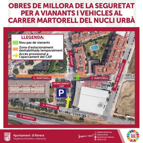 Millorem Abrera! Iniciem obres de millora de la seguretat per a vianants i vehicles en el carrer de Martorell del nucli urbà