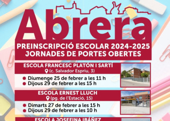 Atenció famílies! Properament comença el període de preinscripció per al curs 2024-2025 a les escoles i institut d'Abrera