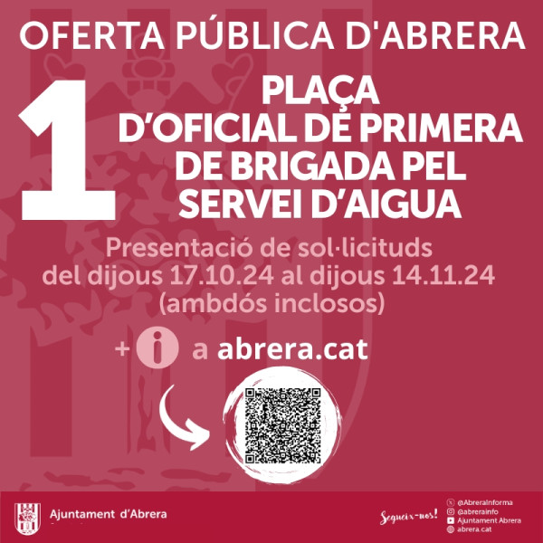 OFERTA 1 PLAÇA OFICIAL PRIMERA BRIGADA AIGUA OCTUBRE 2024