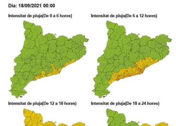 Avís de fortes pluges pel dissabte 18 de setembre de 2021