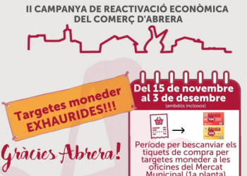 Aquest divendres 26 de novembre hem lliurat les darreres targetes moneder per utilitzar-les als comerços i serveis adherits a la segona campanya de reactivació econòmica del comerç d'Abrera