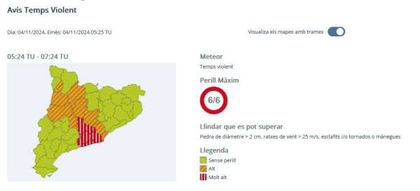 Previsió temps violent 04.11.24