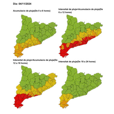 Previsió pluges intenses i temps violent 04.11.24