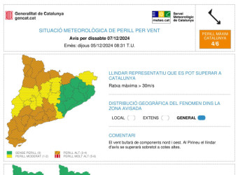 Consells de prevenció davant l'avís de fort vent que pot afectar Abrera i la resta de la comarca del Baix Llobregat aquest dissabte 7 de desembre de 2024